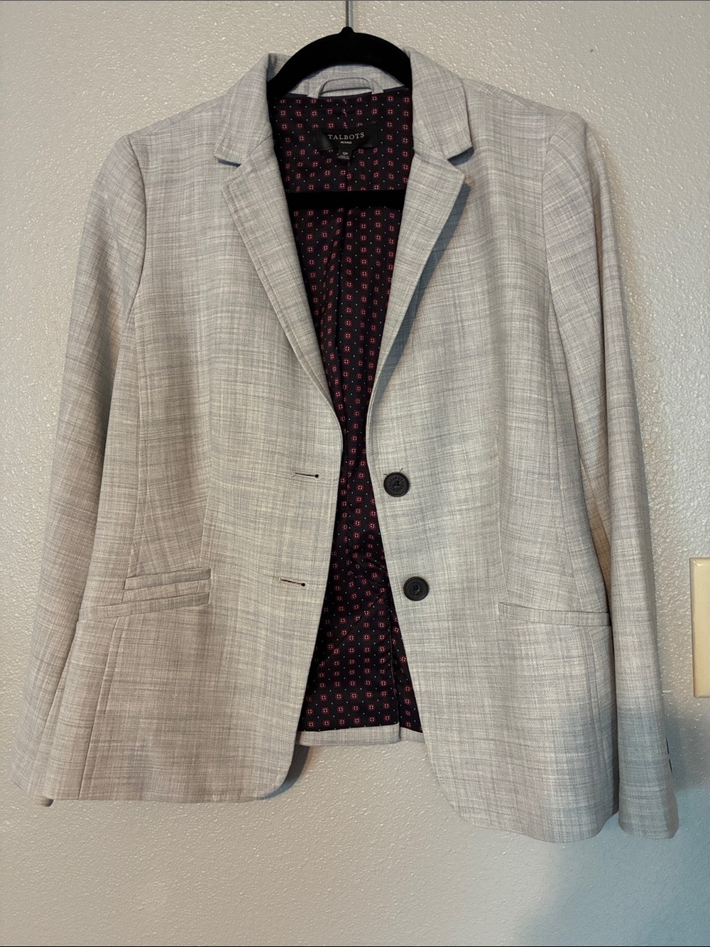 Talbots Light Gray Women's Blazer with Patterned Lining